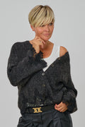 kuscheliger Cardigan mit Spitze, anthrazit