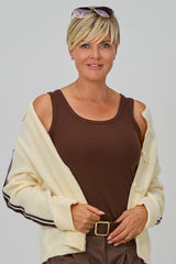 Feinripp-Top, schokobraun