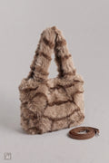 Gemusterte Felltasche, taupe-braun