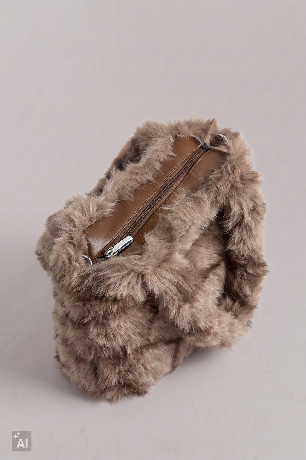 Gemusterte Felltasche, taupe-braun