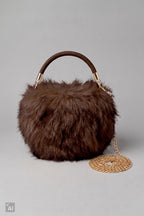 Halbrunde Felltasche, schokobraun