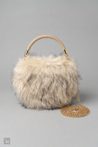 Halbrunde Felltasche, beige-braun