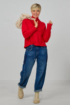 Weicher Strickpulli mit Turtleneck, rot