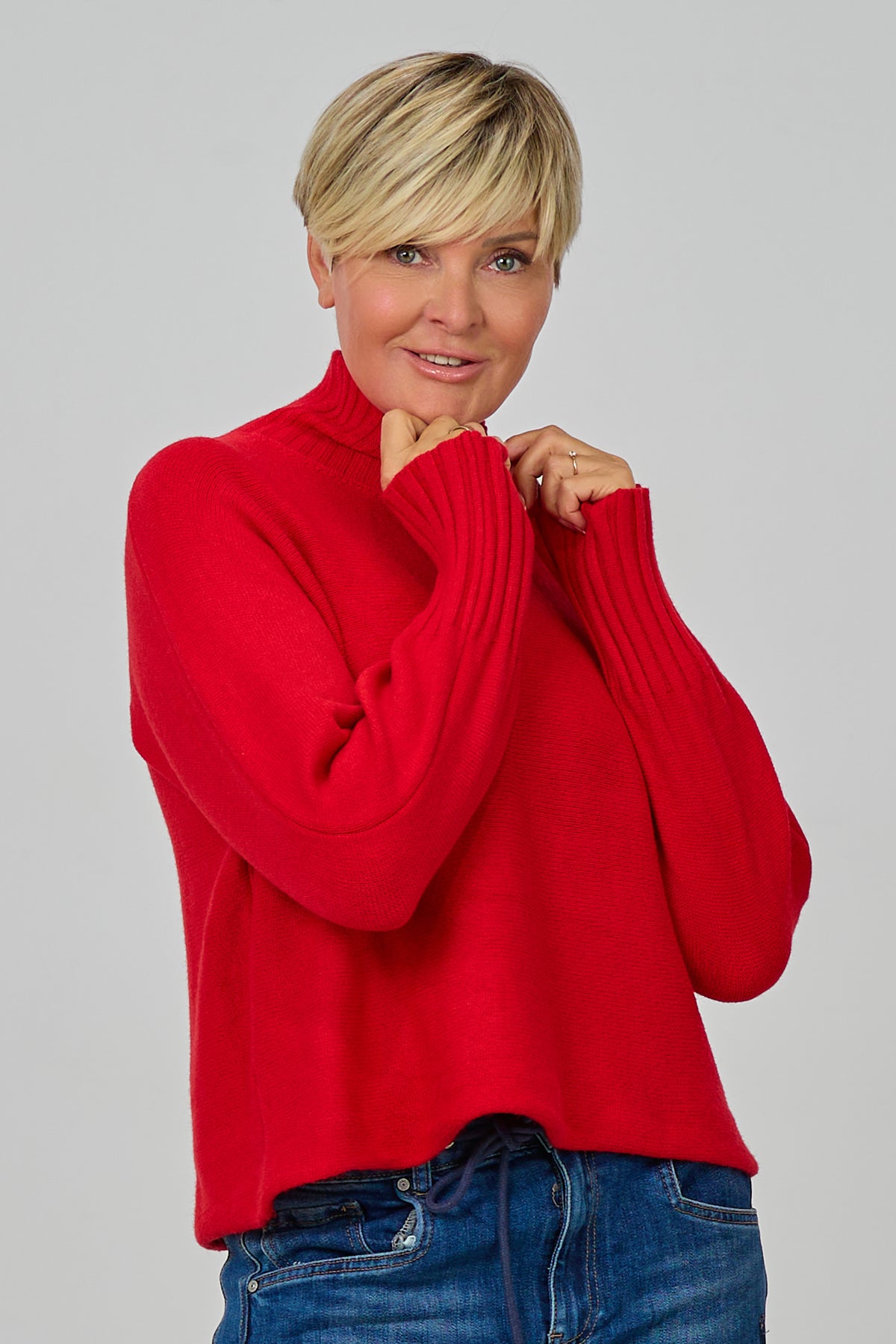 Weicher Strickpulli mit Turtleneck, rot