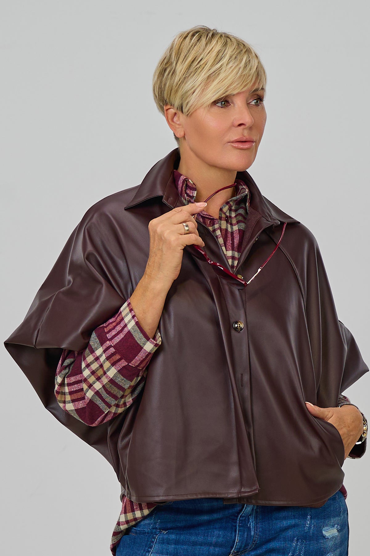 Jacke mit Balloon-Ärmeln, bordeaux