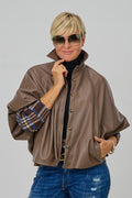 Jacke mit Balloon-Ärmeln, taupe