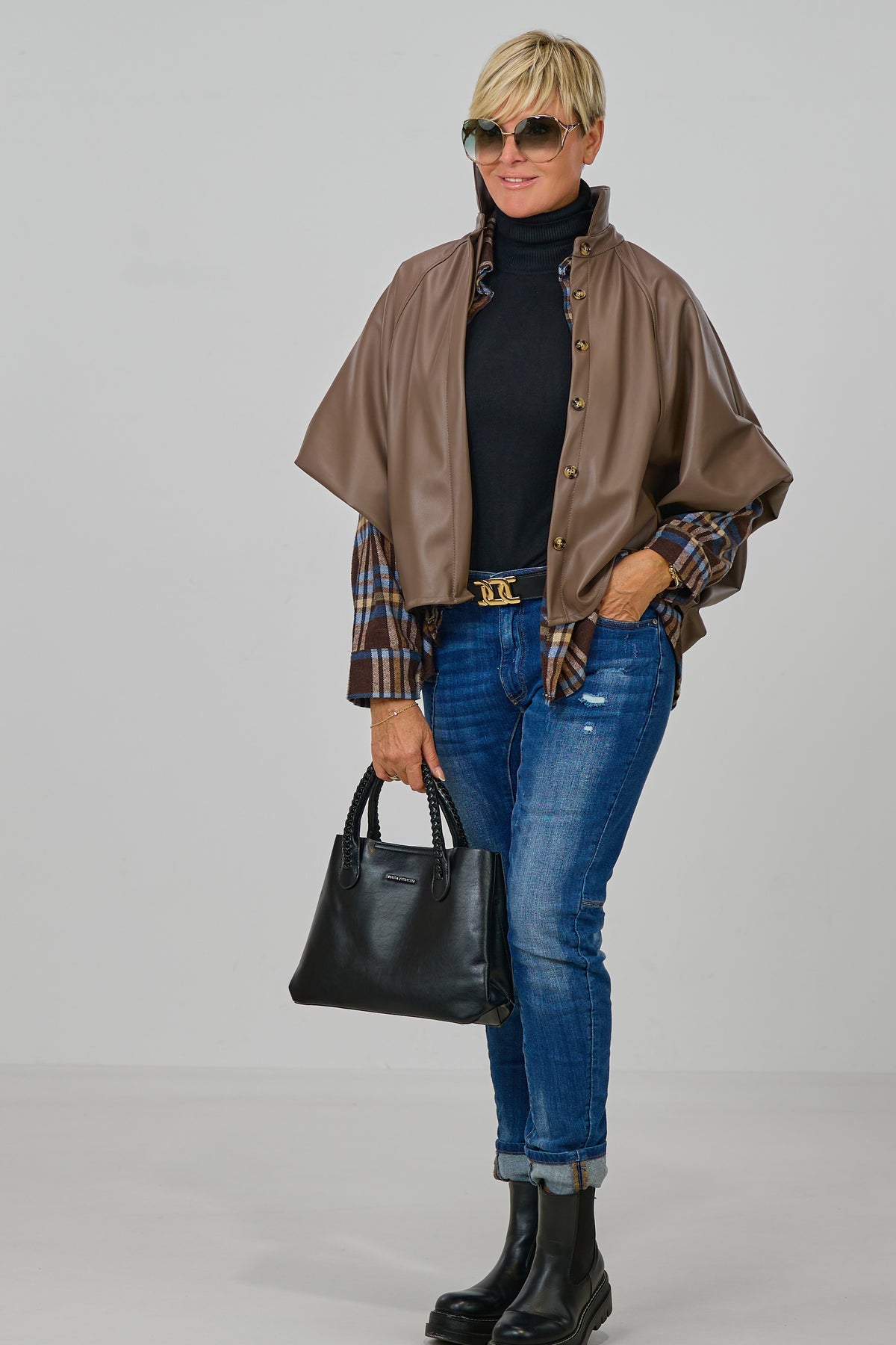 Jacke mit Balloon-Ärmeln, taupe