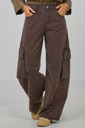 Cargojeans mit extra weitem Bein, braun used