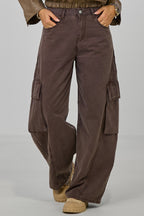 Cargojeans mit extra weitem Bein, braun used