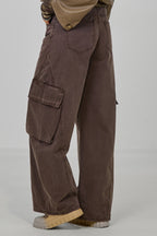 Cargojeans mit extra weitem Bein, braun used