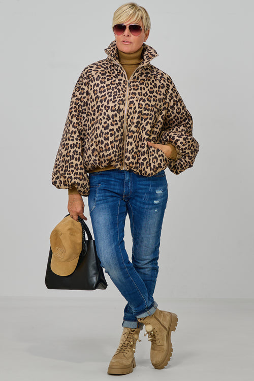 Balloon-Jacke mit Stehkragen, camel-leo