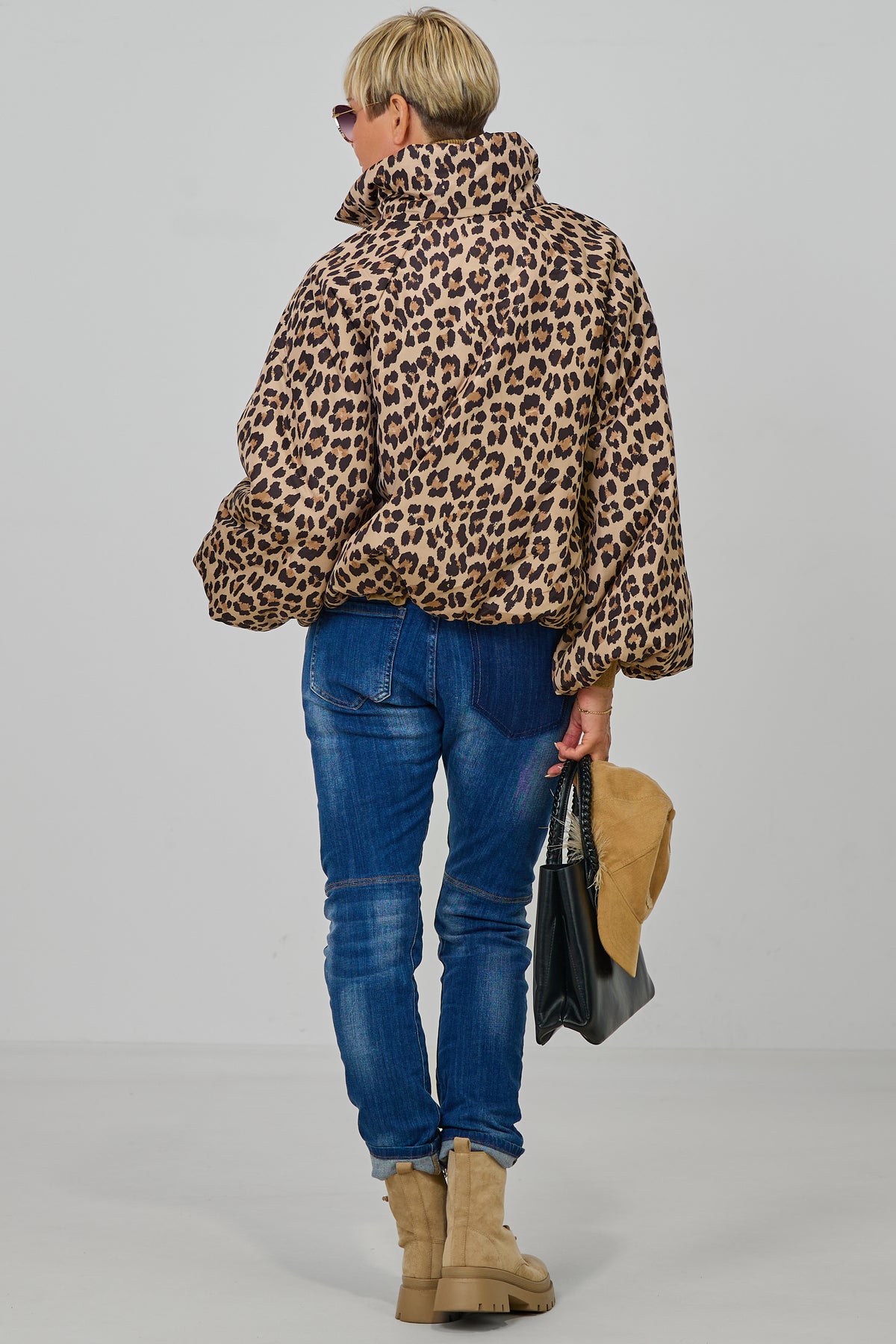 Balloon-Jacke mit Stehkragen, camel-leo