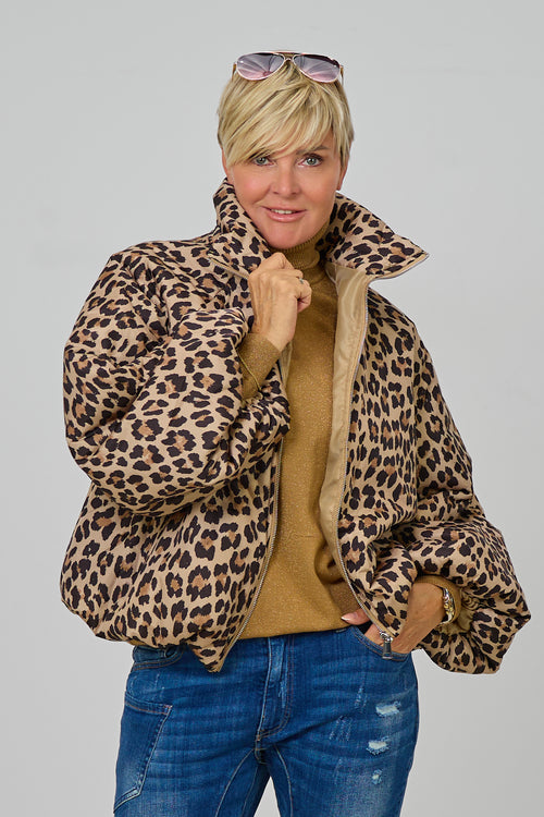 Balloon-Jacke mit Stehkragen, camel-leo