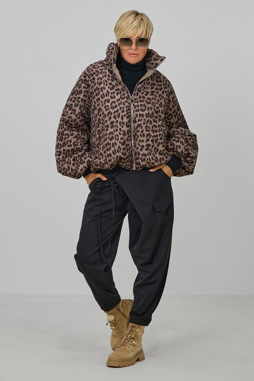 Balloon-Jacke mit Stehkragen, taupe-leo