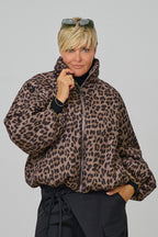 Balloon-Jacke mit Stehkragen, taupe-leo