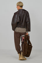 Stoffhose mit Überschlag, schokobraun