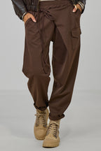 Stoffhose mit Überschlag, schokobraun