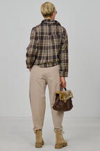 Stoffhose mit Überschlag, beige