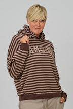 Ringel-Hoodie AMOUR, taupe-schokobraun