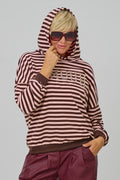 Ringel-Hoodie AMOUR, rosa-schokobraun
