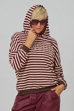 Ringel-Hoodie AMOUR, rosa-schokobraun