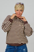 Ringel-Hoodie AMOUR, beige-schokobraun