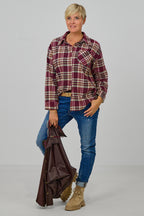 Karo Flanellhemd, bordeaux-beige