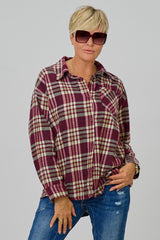 Karo Flanellhemd, bordeaux-beige