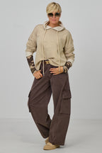 Feinstrick Hoodie Norderney bicolor, beige-creme