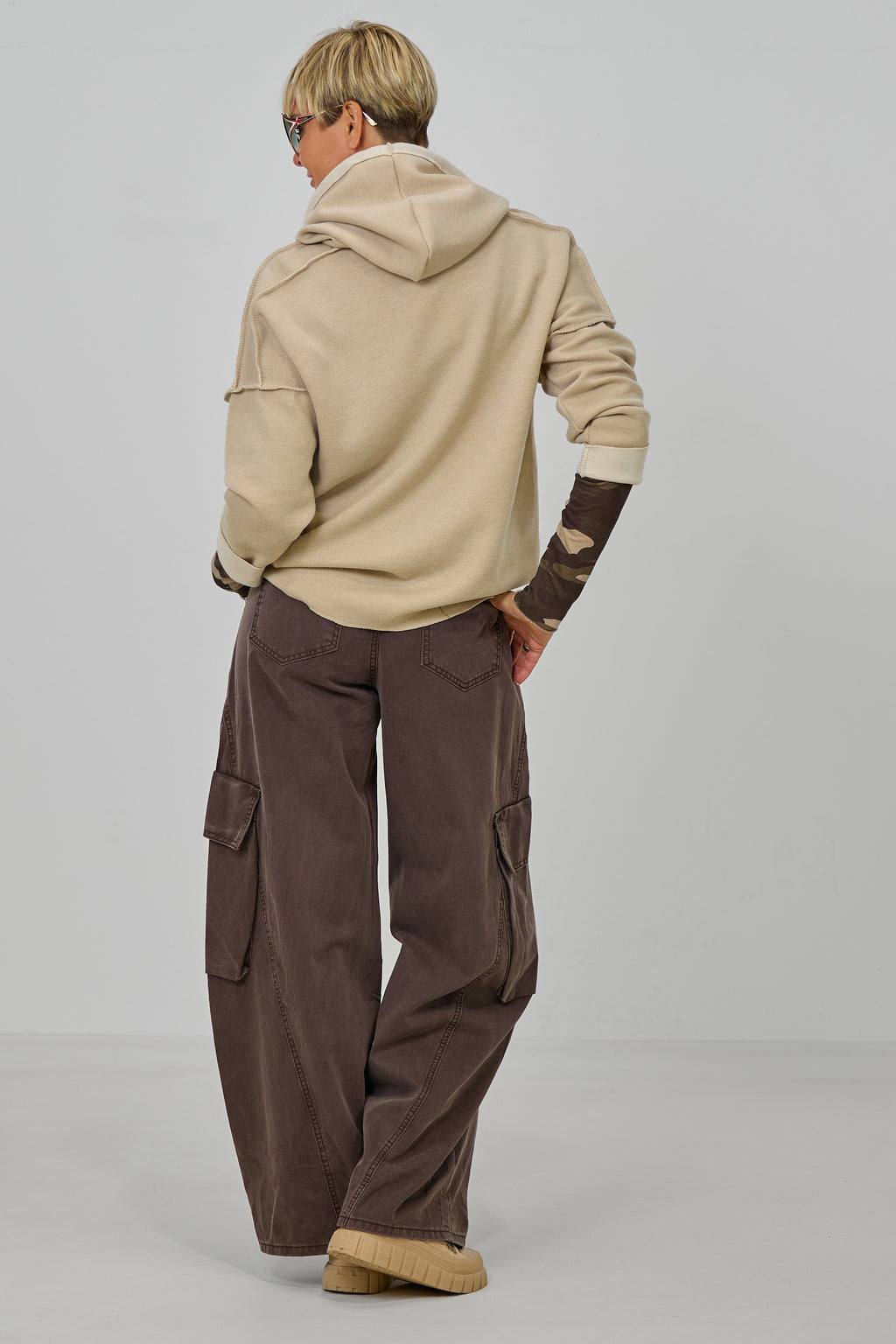 Feinstrick Hoodie Norderney bicolor, beige-creme