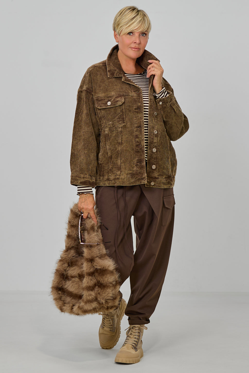 Oversized Cordjacke, braun used