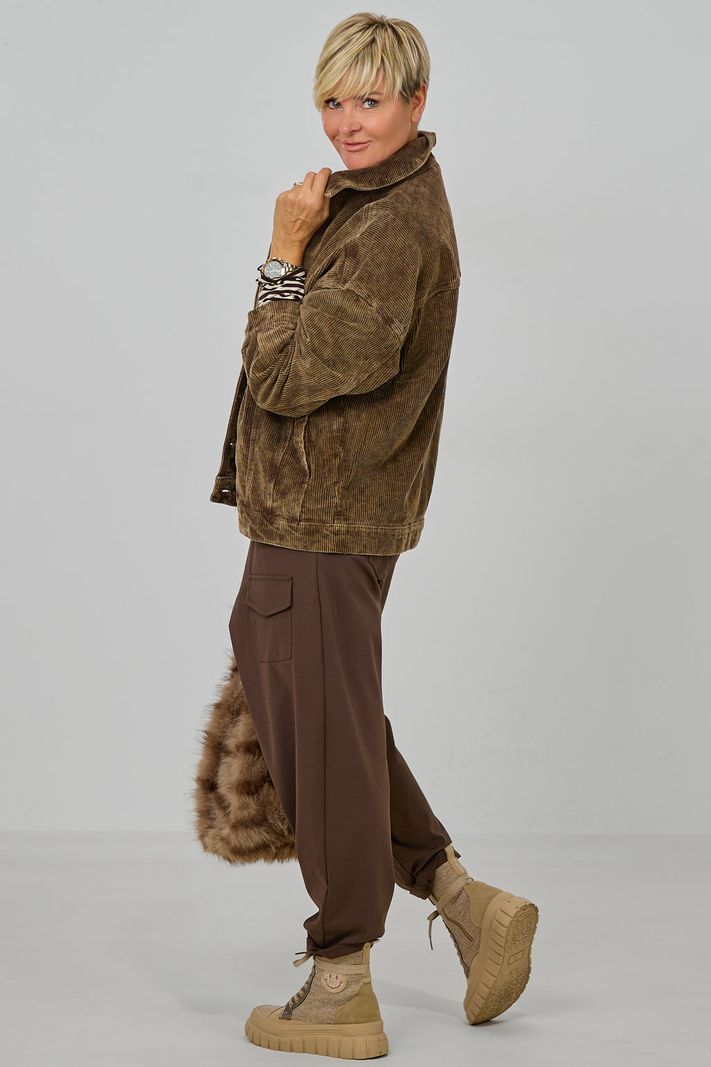 Oversized Cordjacke, braun used