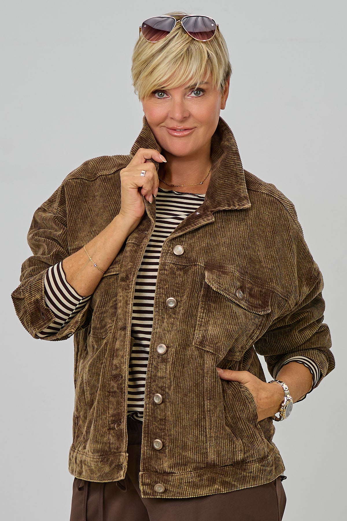 Oversized Cordjacke, braun used