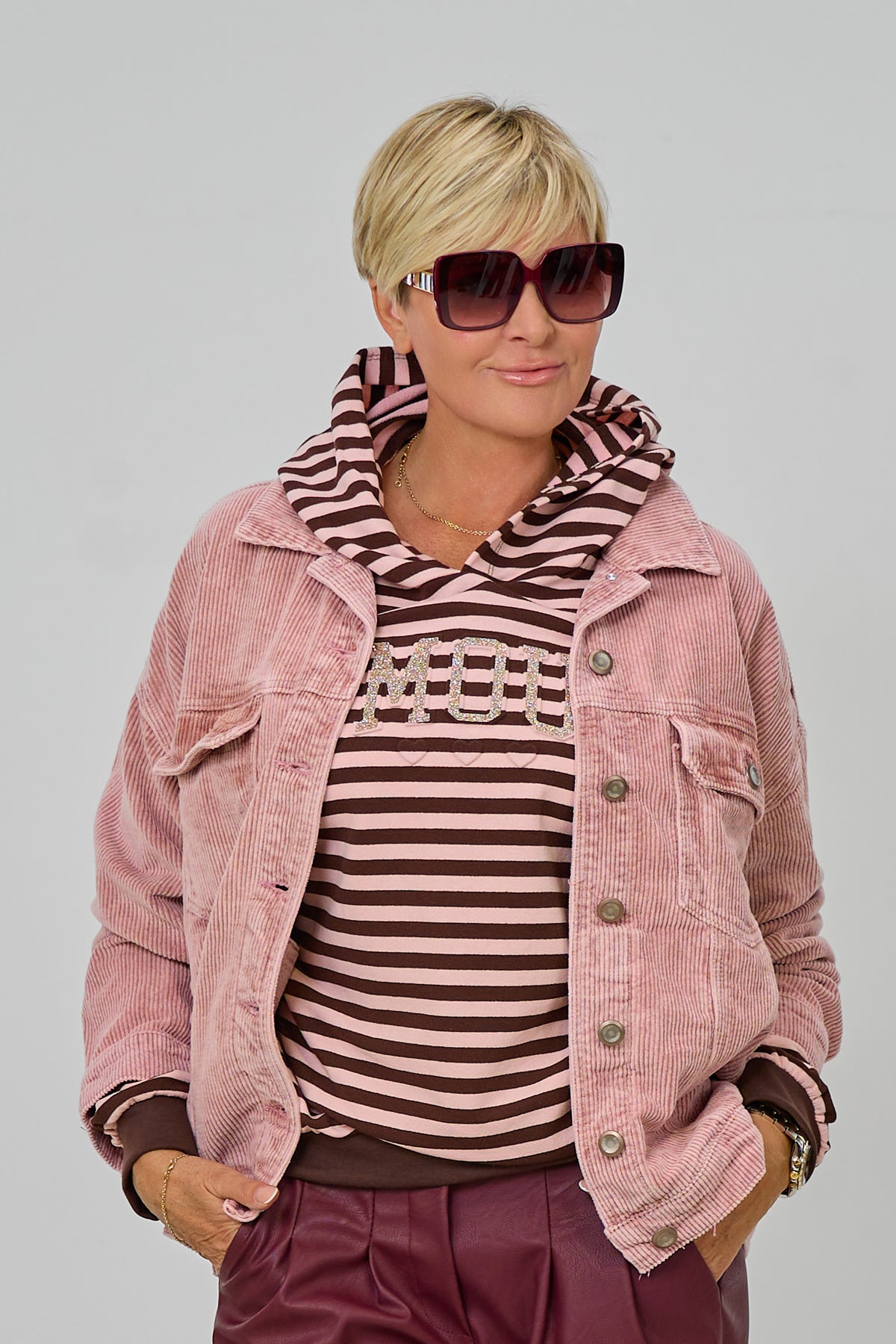 Oversized Cordjacke, rosa used