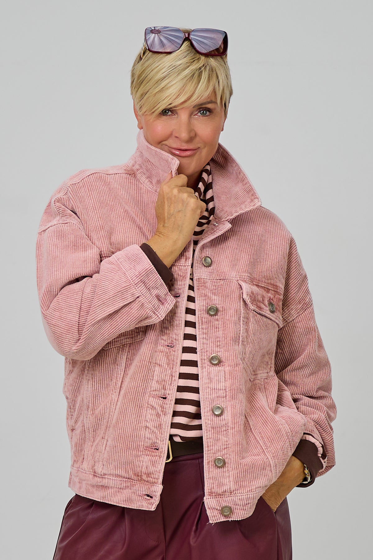 Oversized Cordjacke, rosa used