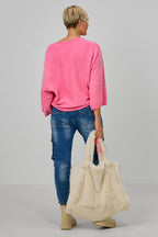 Pulli mit weiten Fledermausärmeln, rosa