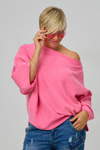 Pulli mit weiten Fledermausärmeln, rosa