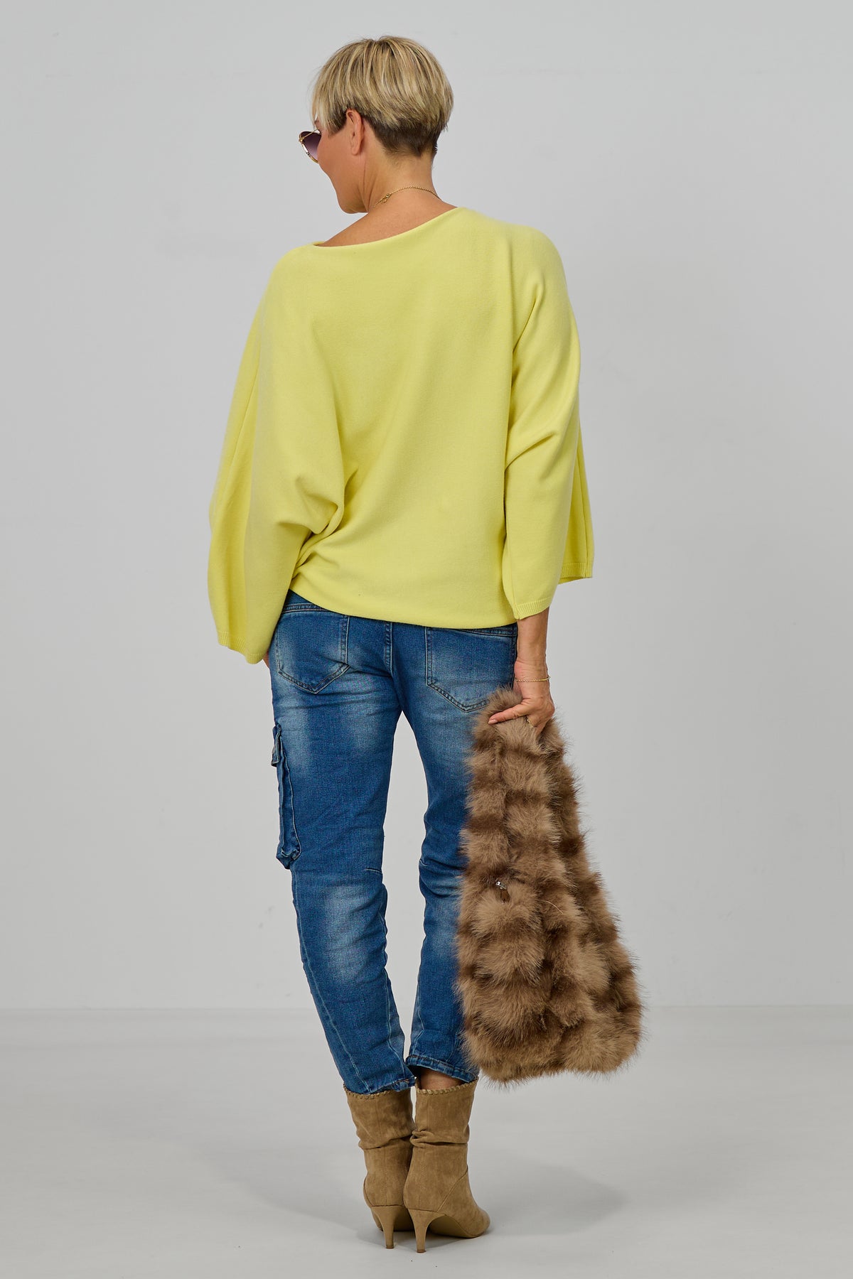 Pulli mit weiten Fledermausärmeln, gelb
