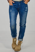 Enge Jeans im used-destroyed look, denim