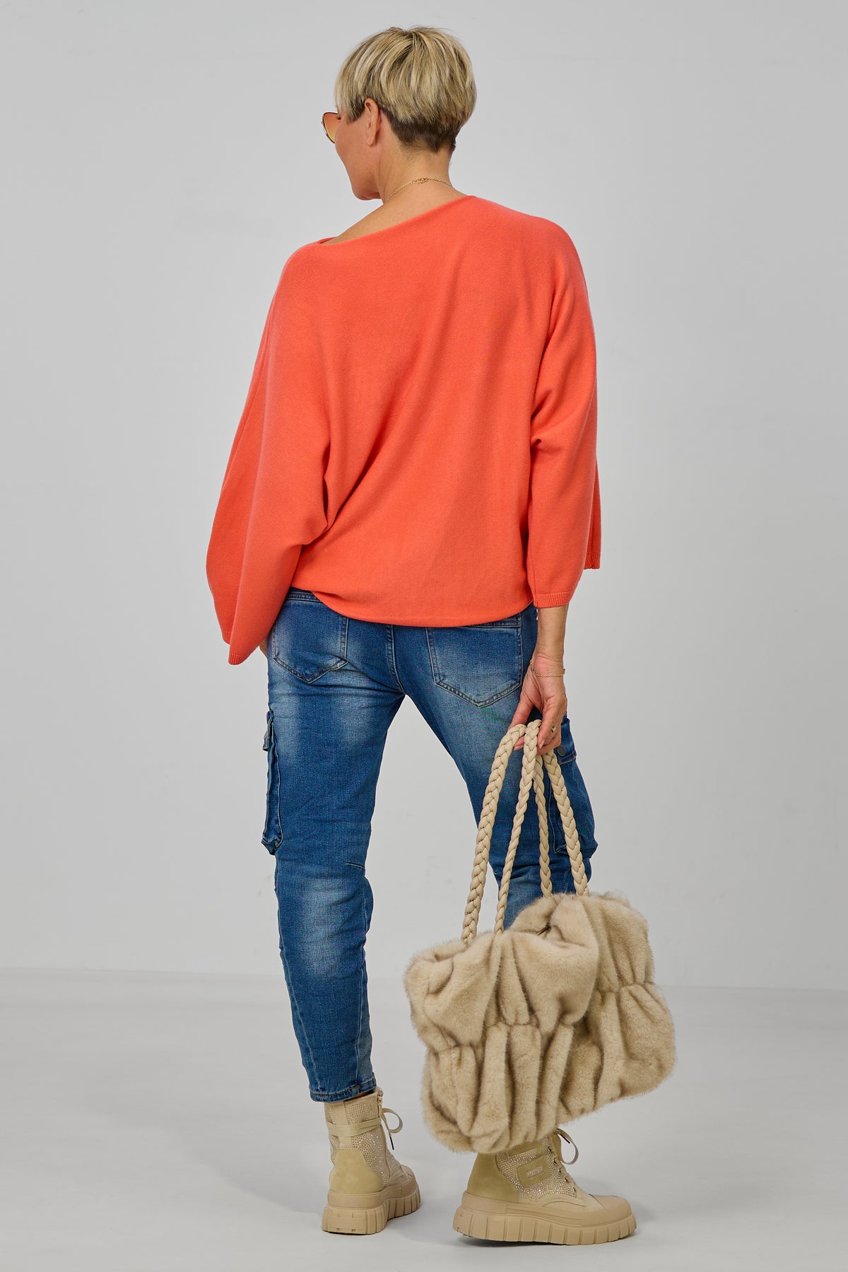 Pulli mit weiten Fledermausärmeln, orange