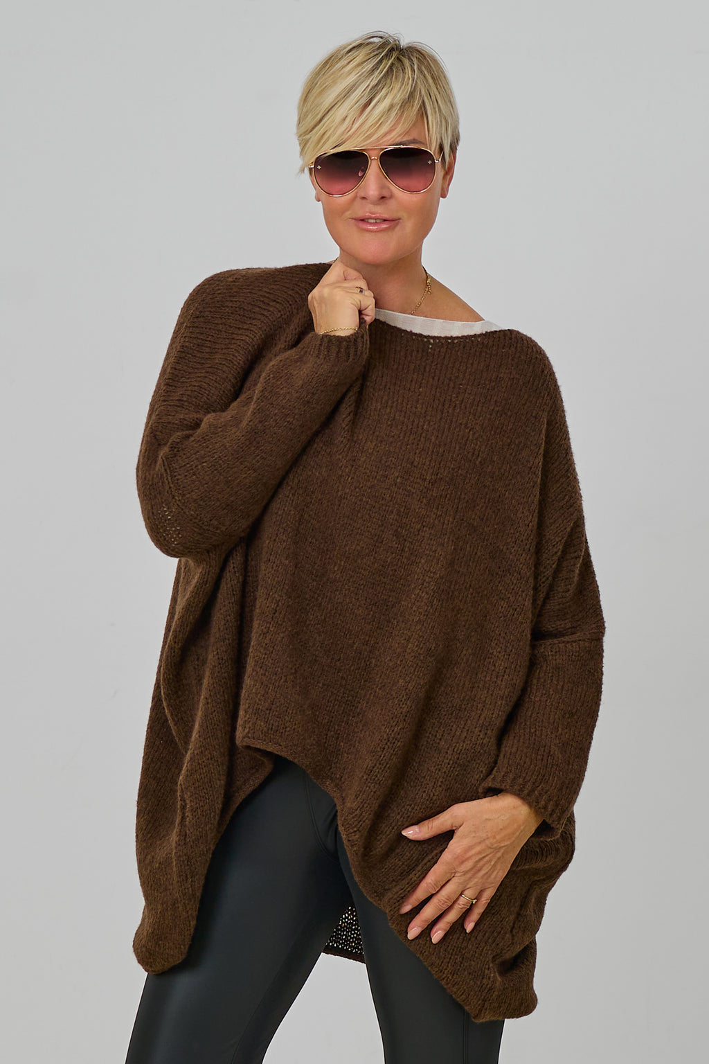 Kuscheliger Oversized Strickpulli, braun