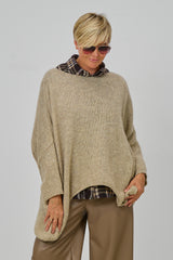 Kuscheliger Oversized Strickpulli, stein