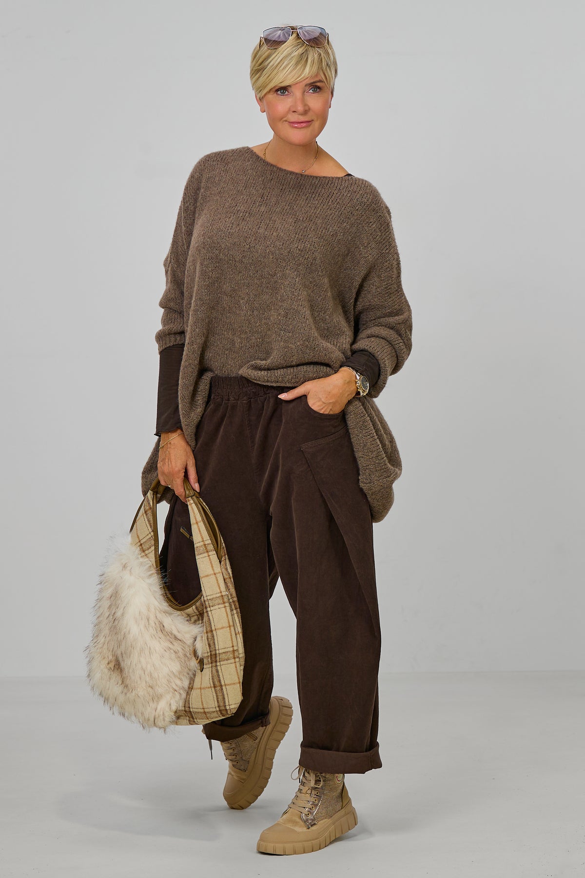Kuscheliger Oversized Strickpulli, taupe