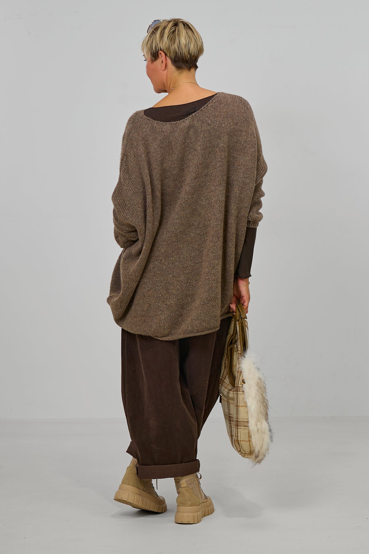 Kuscheliger Oversized Strickpulli, taupe