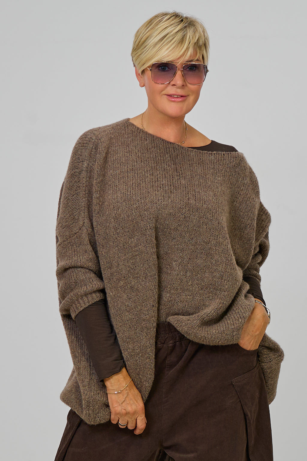 Kuscheliger Oversized Strickpulli, taupe