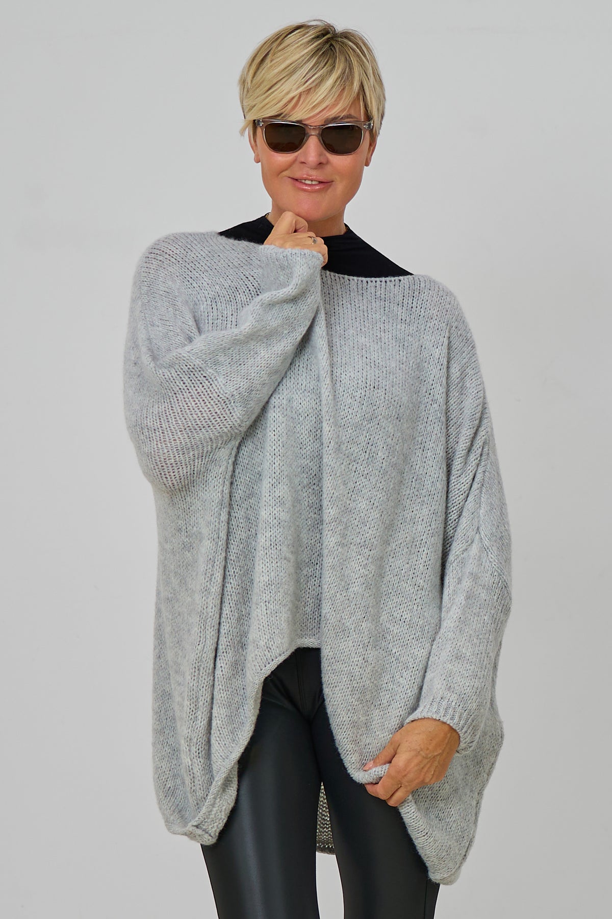 Kuscheliger Oversized Strickpulli, hellgrau