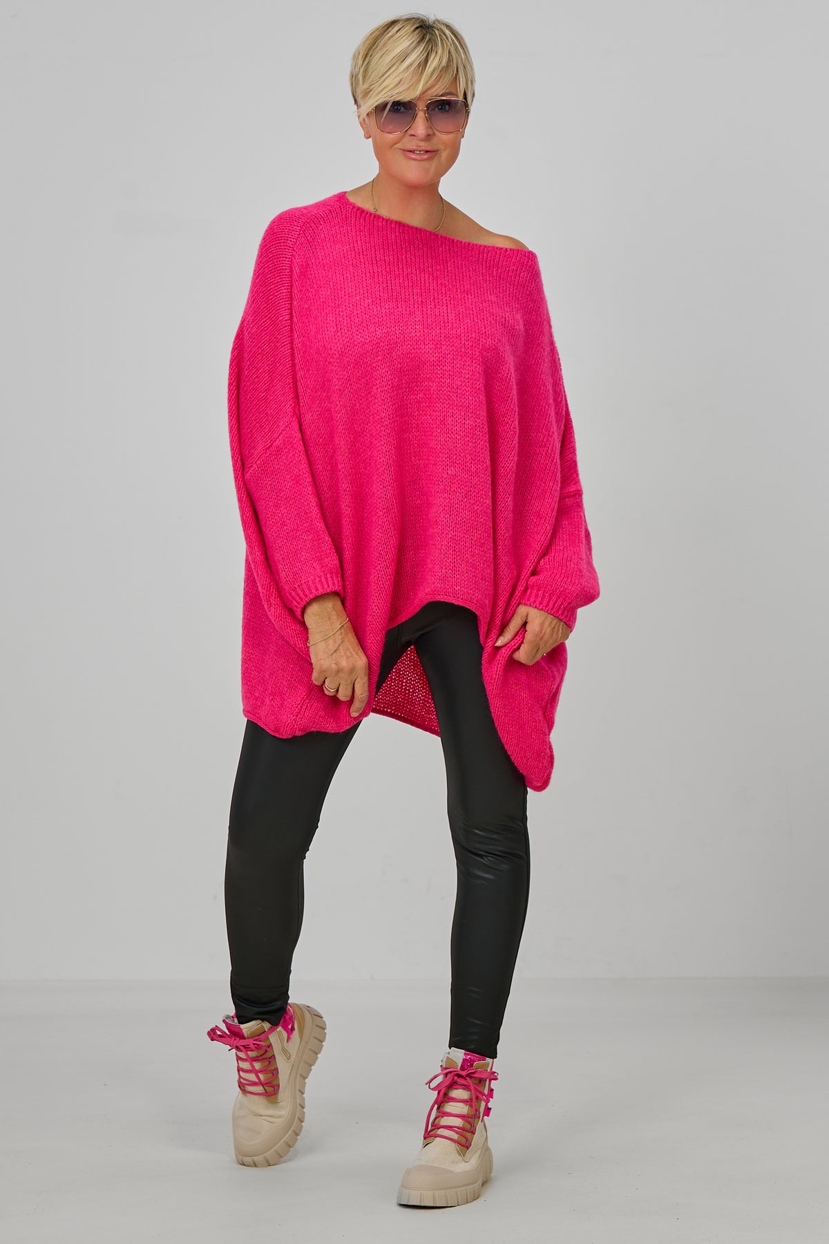 Kuscheliger Oversized Strickpulli, pink