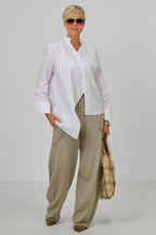 Asymmetrische Baumwoll-Bluse, weiß