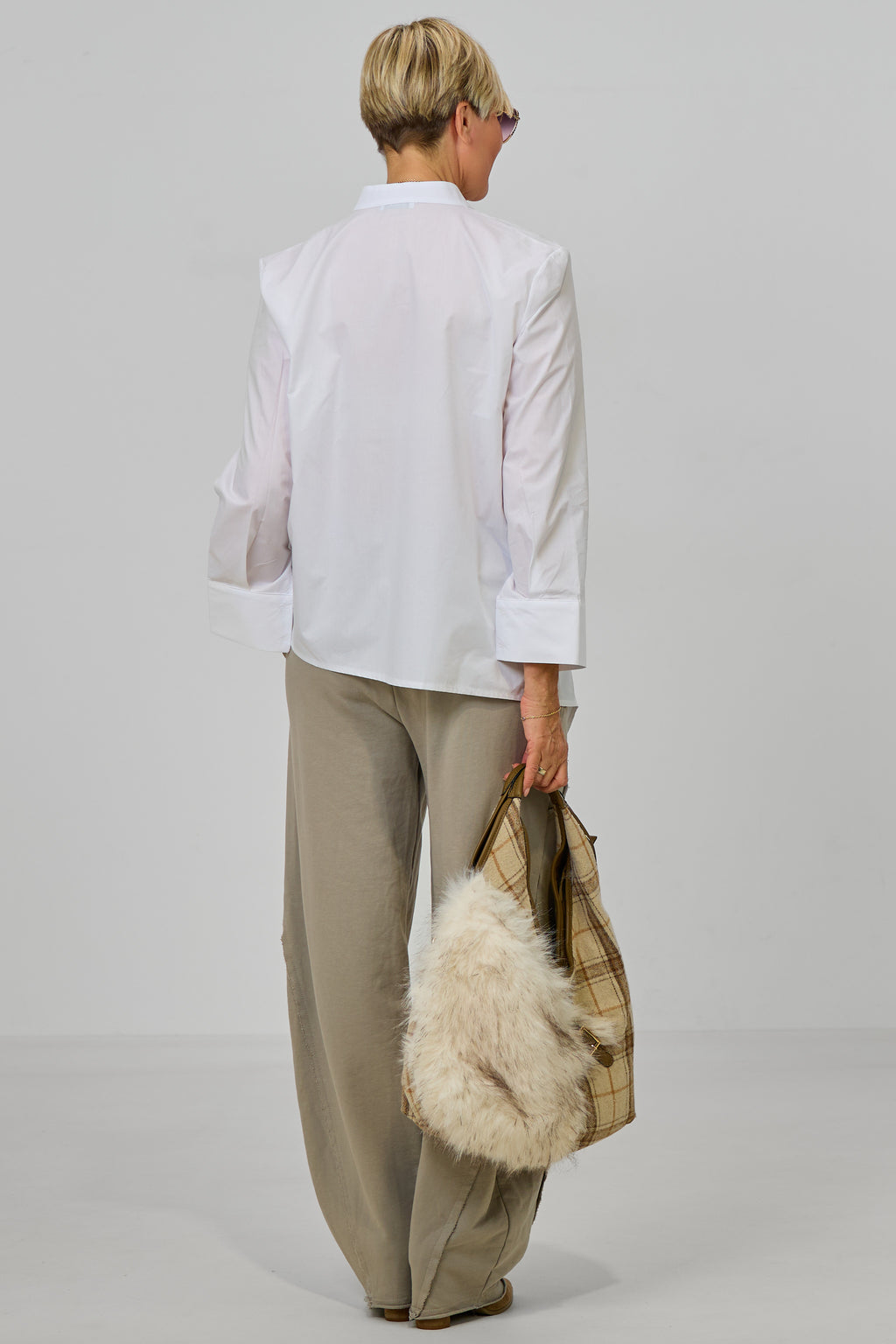 Asymmetrische Baumwoll-Bluse, weiß