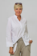Asymmetrische Baumwoll-Bluse, weiß